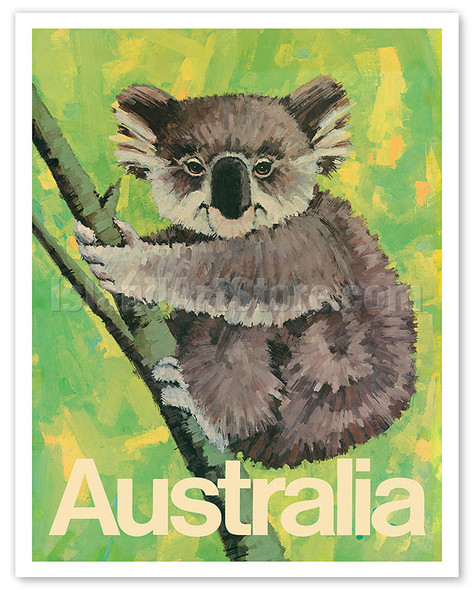 Australia - Koala Bear In Tree - c. 1969 - Poster by Robert Jones