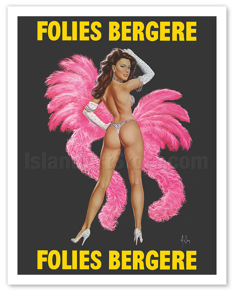 Folies Bergère - Paris, France - Burlesque Dancer - c. 1970 - Poster by Alain Gourdon Aslan