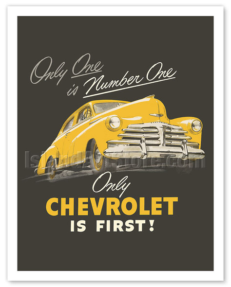 Chevy - Only One is Number One - Chevrolet Automobile - c. 1948 - Vintage Advertisement Poster