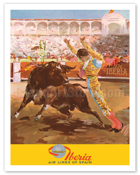 Matador Bull Fighting - Iberia Air Lines of Spain - c. 1962 - Poster by Antonio Casero