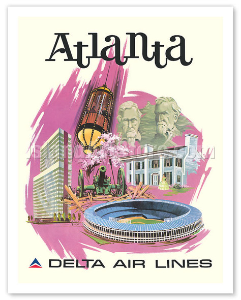 Atlanta, Georgia - Delta Air Lines - c. 1960's - Poster by Fred Sweney