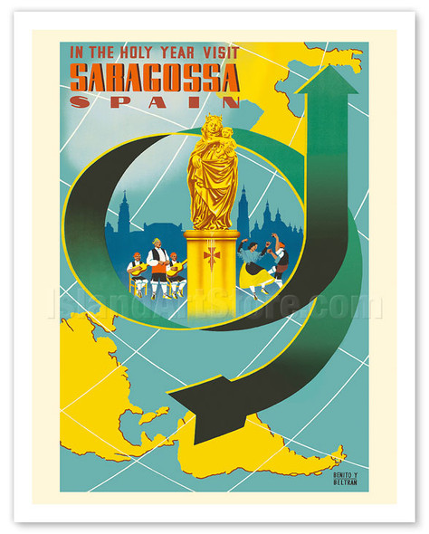 Saragossa, Spain - Holy Year Pilgrimage - Zaragoza - c. 1950's - Poster by Benito Y Beltran