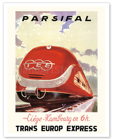 Parsifal - Trans Europe Express - Railways Trains - c. 1962 - Vintage Railroad Poster