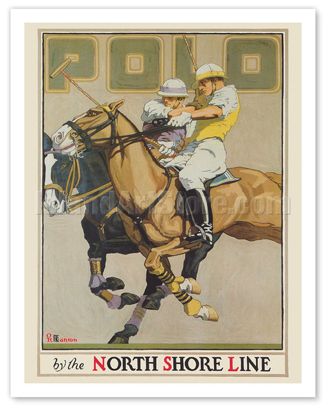 Polo Players - Chicago North Shore Line & Milwaukee Railroad - c. 1923 - Poster by Oscar Rabe Hanson