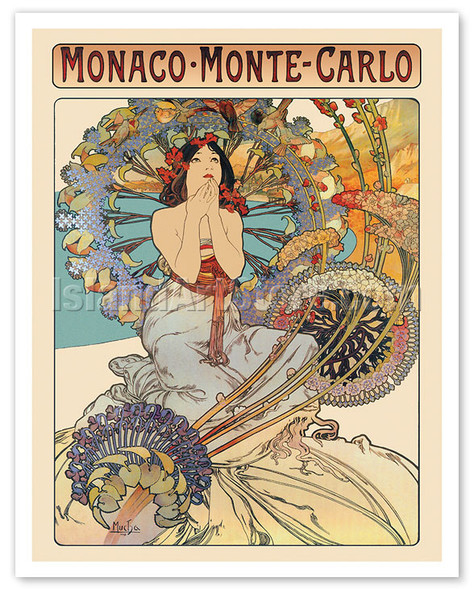 Monaco . Monte-Carlo - c. 1897 - Poster by Alphonse Mucha