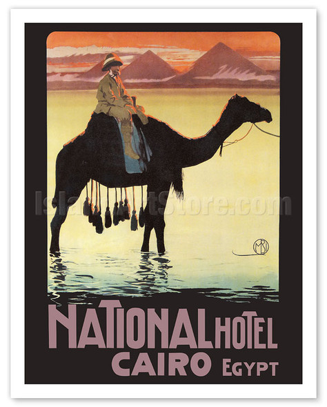 Cairo, Egypt - National Hotel - c. 1905 - Poster by Mario Borgoni