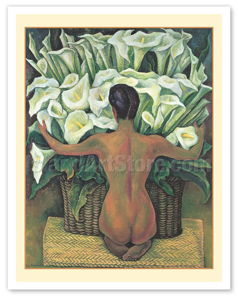 Nude with Calla Lilies (Desnudo con Alcatraces) - c. 1944 - Poster by Diego Rivera