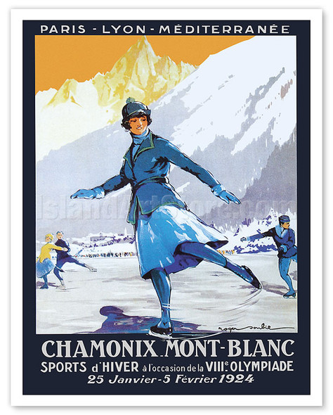Chamonix Mont-Blanc, France - Winter Sports - Paris-Lyon-Mediterrannee (PLM) - c. 1924 - Poster by Roger Soubie