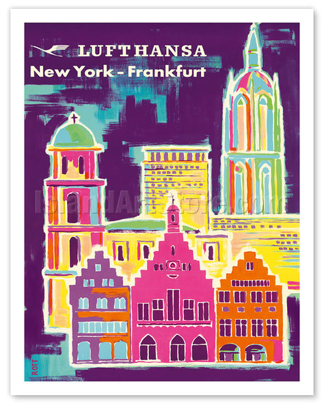 New York - Frankfurt - Lufthansa German Airlines - c. 1960 - Poster by Hans Rott