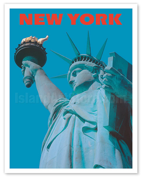 New York - Statue of Liberty - Photo c. 1960's - Vintage Travel Poster