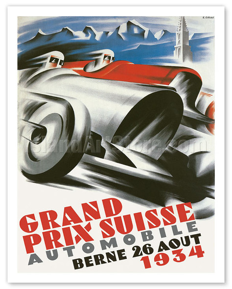 1934 Swiss Grand Prix - Bern, Switzerland - Vintage Car Racing Poster