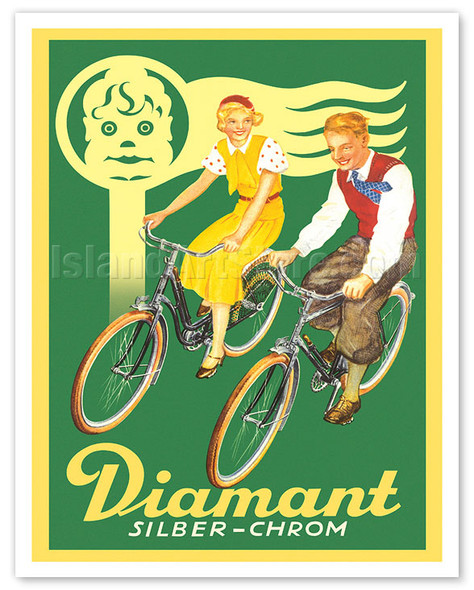 Diamant Cycles - Silver Chrome (Silber-chrom) - c. 1935 - Vintage Bicycle Poster