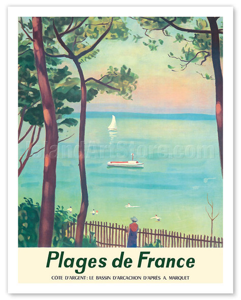 Beaches of France - Côte d’Argent, Bassin d’Arcachon - c. 1950 - Poster by Albert Marquet