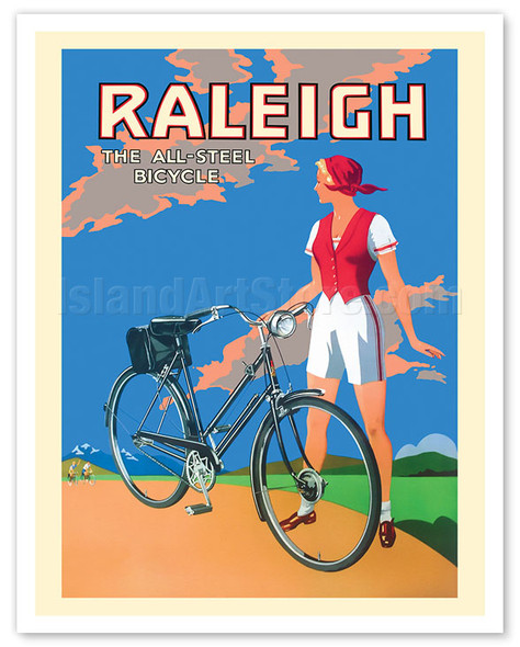 Raleigh the All Steel Bicycle - c. 1925 - Vintage Bicycle Poster