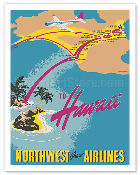 50年代ノースウエストオリエント航空ビンテージ ハワイアン