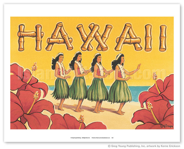 Hawaii - Hula Dancers - Poster by Kerne Erickson