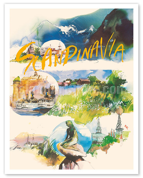 Scandinavia - SAS Scandinavian Airlines System - Vintage Airline Travel Poster