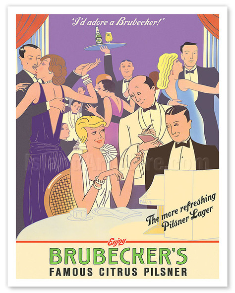 Enjoy Brubecker’s Famous Citrus Pilsner - c. 1930's - Vintage Advertisement Poster