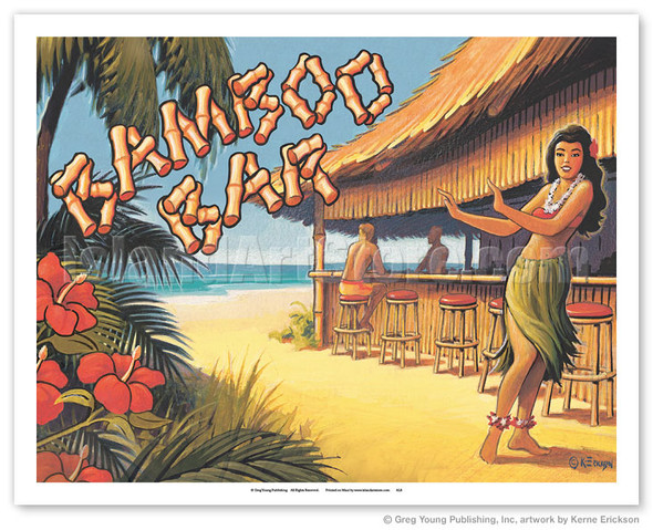 Bamboo Bar - Hawaii Hula Dancer - Poster by Kerne Erickson