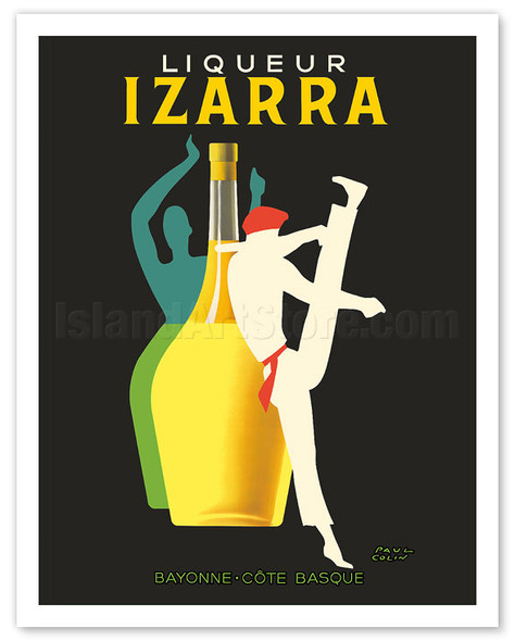 Liqueur Izarra - Bayonne, Cote Basque (Basque Country) - Gerriko Dancer - c. 1948 - Poster by Paul Colin