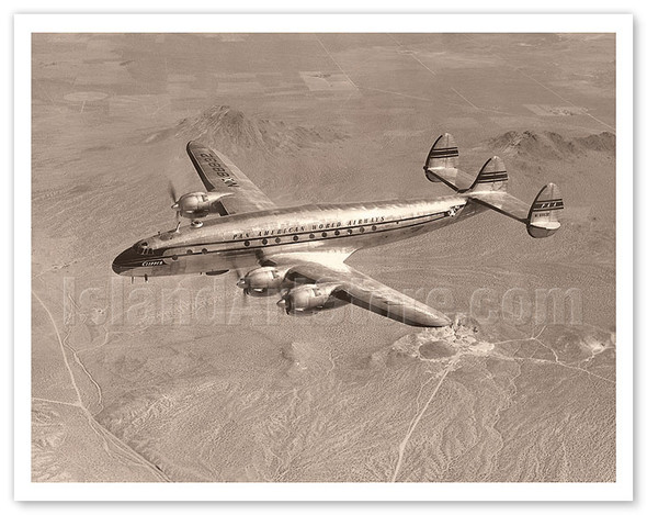 Lockheed Martin Constellation ‘Connie’ - Pan American World Airways - c. 1940's - Vintage Travel Poster