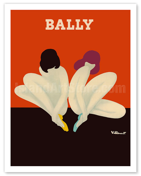 Lotus - Women Sitting Together - Bally Shoes - c. 1974 - Poster by Bernard Villemot