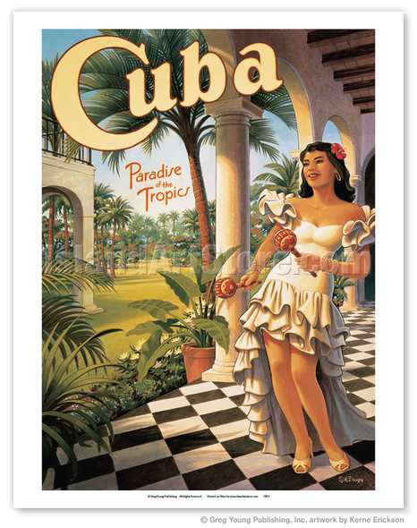 Cuba - Paradise of the Tropics - Cuban Girl with Maracas (Rumba Shakers) - Poster by Kerne Erickson