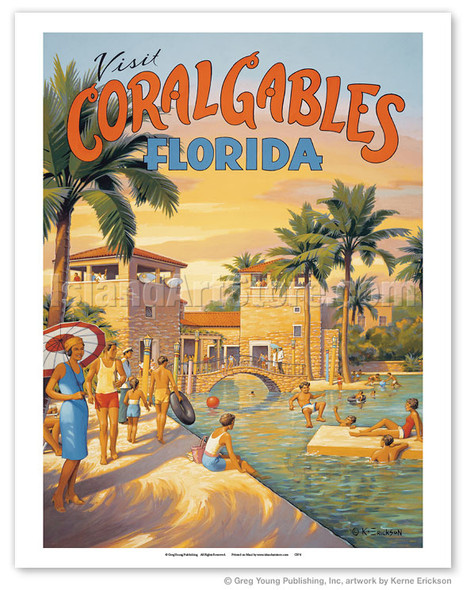 Visit Coral Gables - Florida - Venetian Pool - Poster by Kerne Erickson