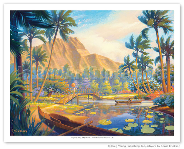 A Walk in the Park - Kapiolani Park - Oahu, Hawaii - Poster by Kerne Erickson