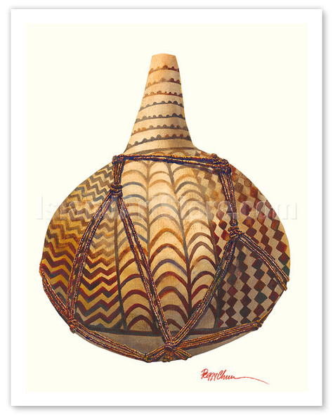 Hue Wai Pawehe - Hawaiian Decorated Water Gourd (Ipu) - Poster by Peggy Chun