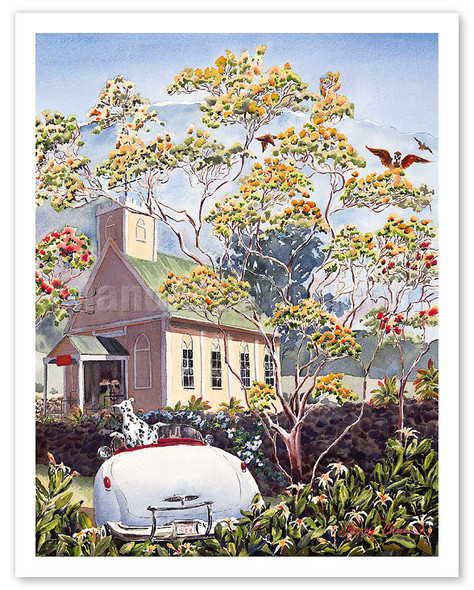 Golden Lehua Tree - Hawaiian Ohia with Yellow Blossoms (Lehua Mamo) - Poster by Peggy Chun