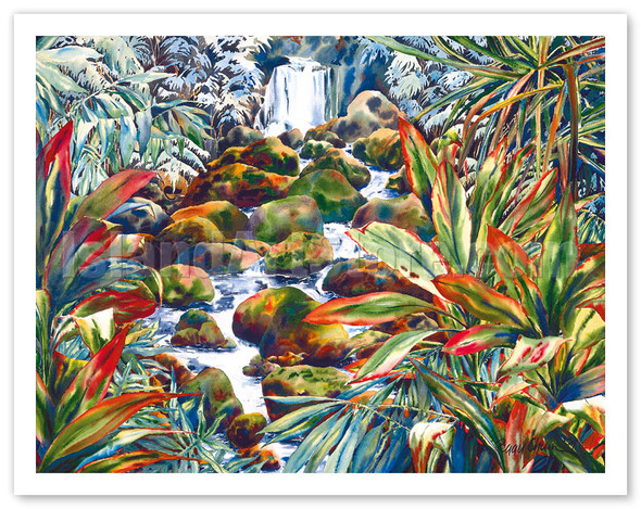 Manoa Stream - Manoa Falls, Oahu Hawaii - Poster by Peggy Chun
