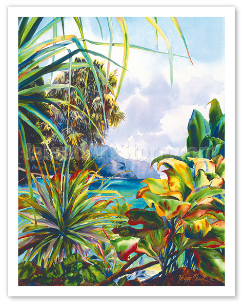 Haena Garden - Kauai Northshore, Hawaii - Poster by Peggy Chun