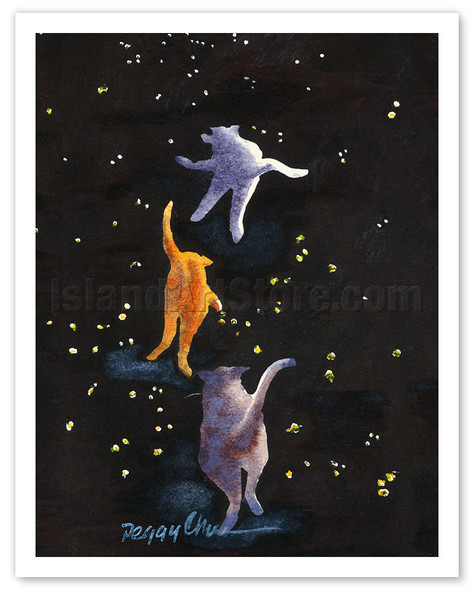 Cats in Space - Hawaiian Cats (Popoki) - Poster by Peggy Chun