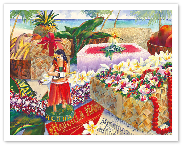 Hau'oli La Hanau (Happy Birthday) - Hawaiian Beach Birthday Party - Poster by Peggy Chun