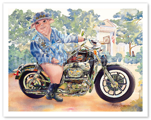 Hog - Hawaiian Pua'a - Harley-Davidson Motorcycle Rider - Poster by Peggy Chun