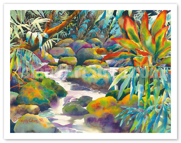 Nu'uanu Stream - Honolulu, Oahu, Hawaii - Poster by Peggy Chun