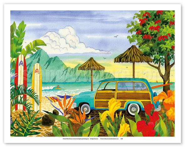 Woody - Surfer's Paradise Hawaii - Hawaiian Beach - Poster by Robin Wethe Altman