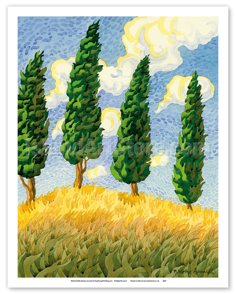 Touch the Sky - Tuscany Italy - Italian Cypress Trees - Poster by Robin Wethe Altman