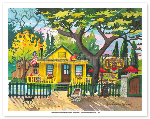 Hidden House Coffee Shop - San Juan Capistrano, California - Poster by Robin Wethe Altman