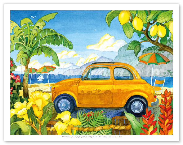 Little Cinquecento - Fiat Auto - Tropical Beach Paradise - Hawaii - Hawaiian Islands - Poster by Robin Wethe Altman