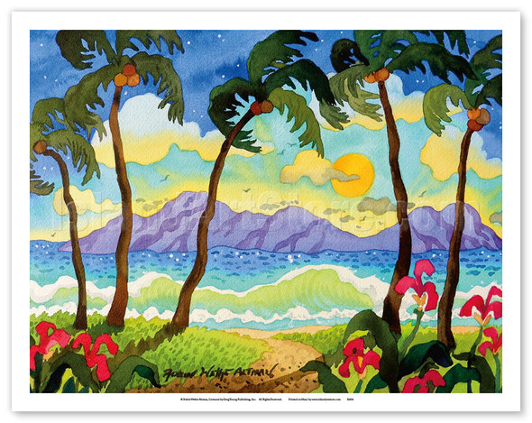 Tropical Palms - Beach Paradise - Hawaii - Hawaiian Islands - Poster by Robin Wethe Altman