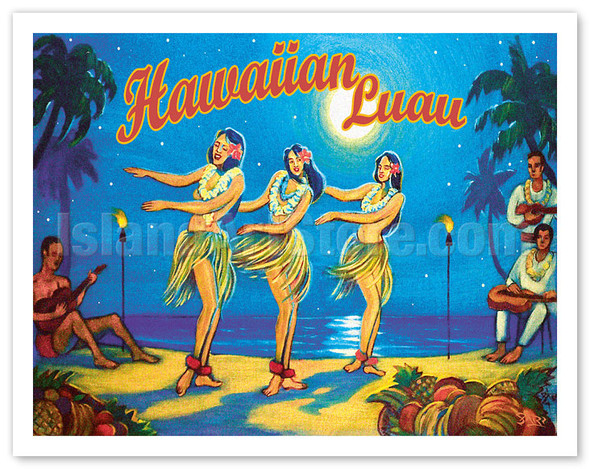 Hawaiian Luau - Hawaii Hula Dancers - Poster by Rick Sharp