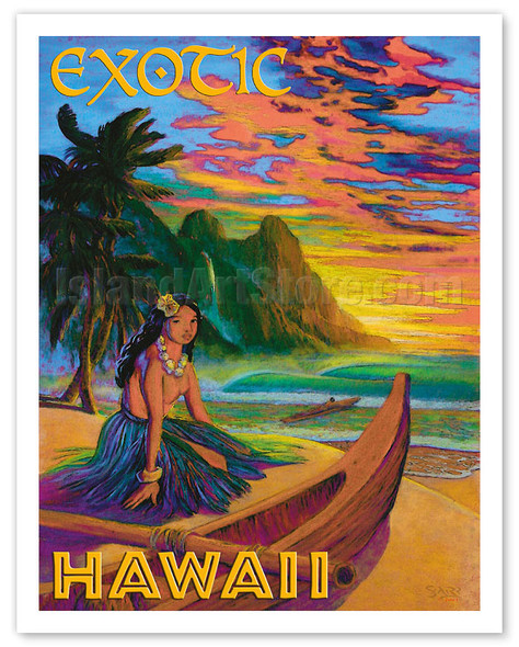Exotic Hawaii - Hawaiian Hula Girl - Poster by Rick Sharp
