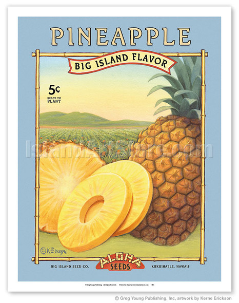 Pineapple - Aloha Seeds - Big Island Seed Company - Big Island Flavor - Poster by Kerne Erickson