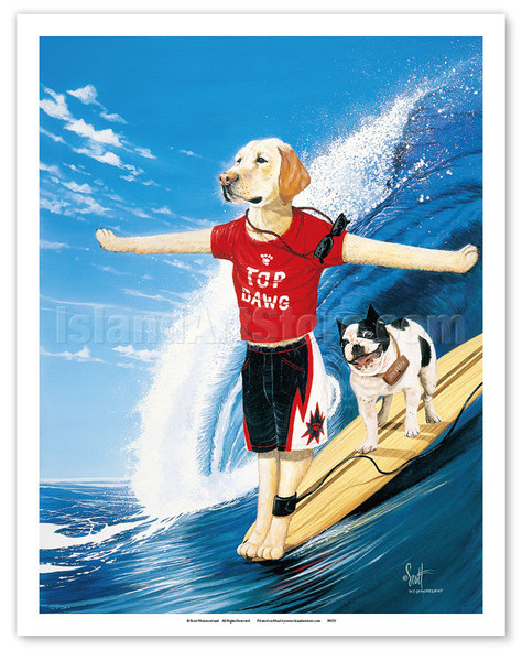 Top Dawg - Surf Dogs - Poster by Scott Westmoreland