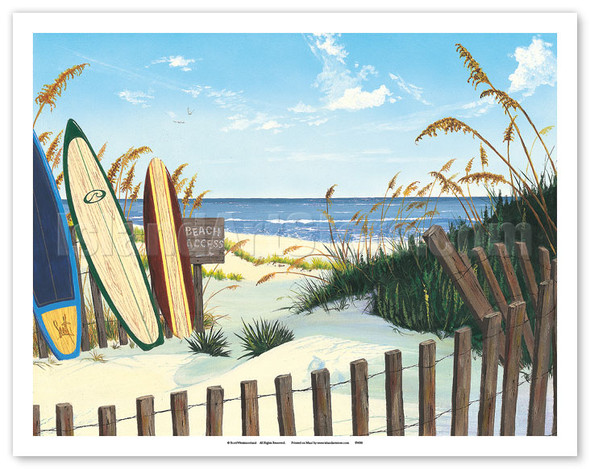 Beach Access - Surfboard Art - Poster by Scott Westmoreland