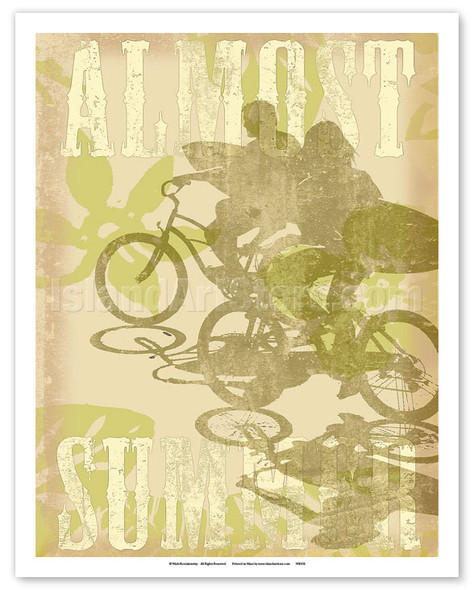 Almost Summer - Young Surfers On Bicycles - Poster by Wade Koniakowsky