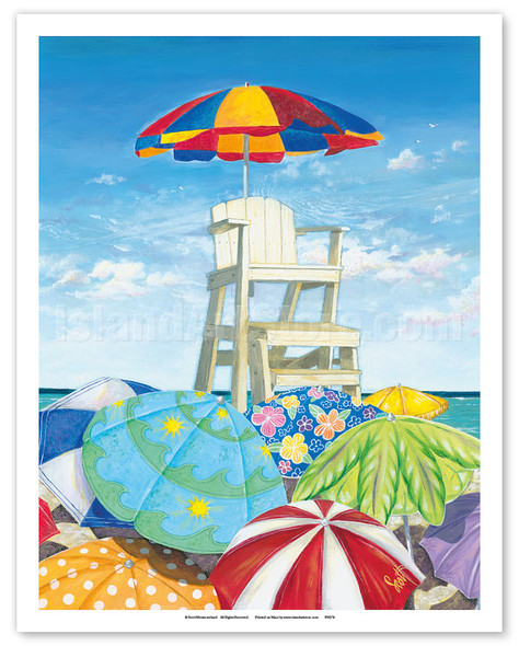 Above the Crowd - Beach Umbrellas - Poster by Scott Westmoreland