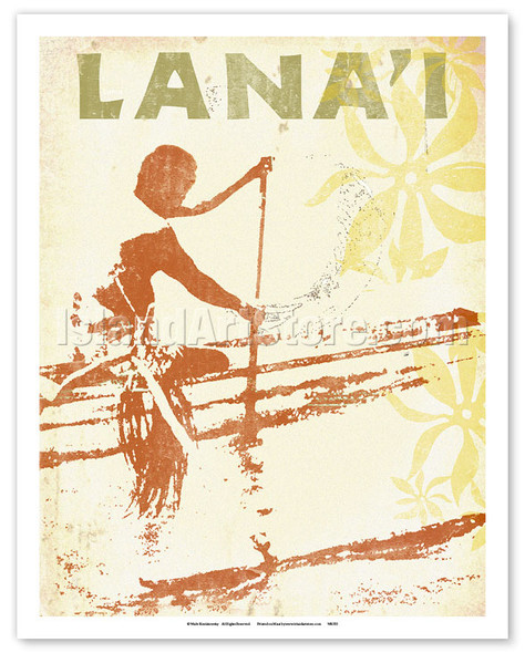 Lanai, Hawaii - Outrigger Canoe Paddler (Hoe Wa'a) - Poster by Wade Koniakowsky